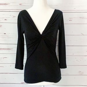 EXPRESS Black V Neck Fitted Top